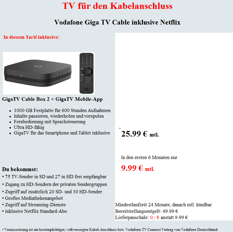 Kabelanschluss anmelden